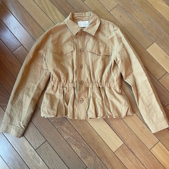 Ulla Johnson Jordana Jacket Tan Cotton Linen Peplum Utility Size Medium - Picture 10 of 16